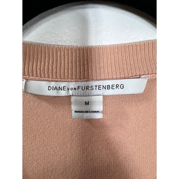 Diane Von Furstenberg Jordana Pink Peach Lace Knit Sweater Blouse Classy Elegant - Picture 2 of 9